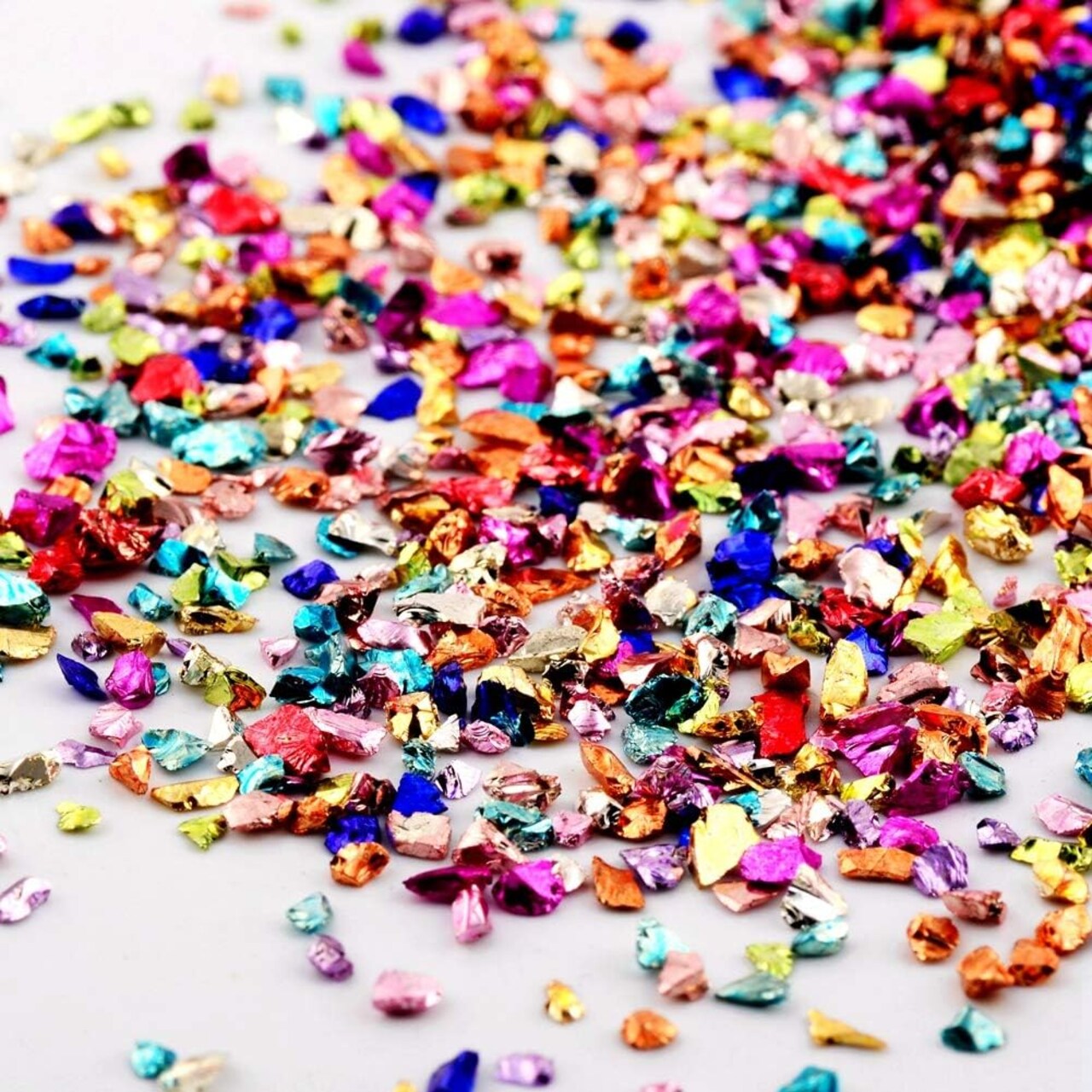 Crushed Glass Metallic Chips – Irregular Chunky Glitter, Multicolor 2-4mm, 100g – Nail Art, Resin, Epoxy, DIY Crafts, Vase Filler & Jewelry Making (Multicolor)